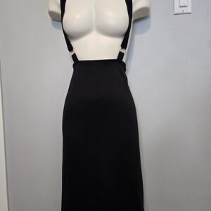 Black Suspender Midi Skirt Dress